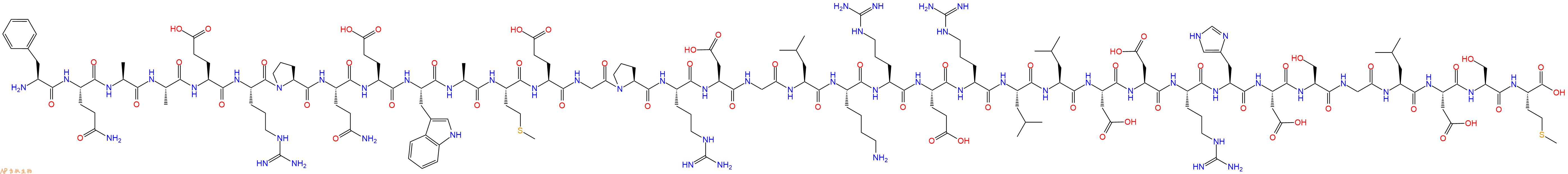 专肽生物产品H2N-Phe-Gln-Ala-Ala-Glu-Arg-Pro-Gln-Glu-Trp-Ala-Met-Glu-Gly-Pro-Arg-Asp-Gly-Leu-Lys-Arg-Glu-Arg-Leu-Leu-Asp-Asp-Arg-His-Asp-Ser-Gly-Leu-Asp-Ser-Met-COOH