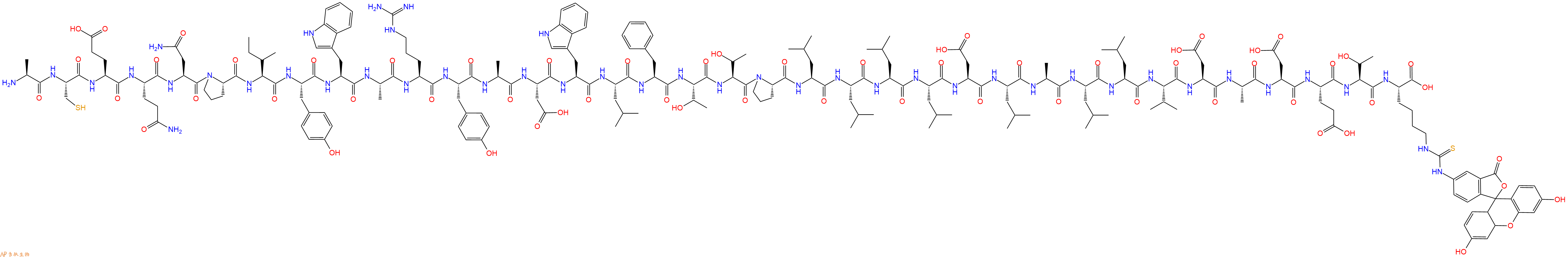 专肽生物产品H2N-Ala-Cys-Glu-Gln-Asn-Pro-Ile-Tyr-Trp-Ala-Arg-Tyr-Ala-Asp-Trp-Leu-Phe-Thr-Thr-Pro-Leu-Leu-Leu-Leu-Asp-Leu-Ala-Leu-Leu-Val-Asp-Ala-Asp-Glu-Thr-Lys(Fitc)-COOH