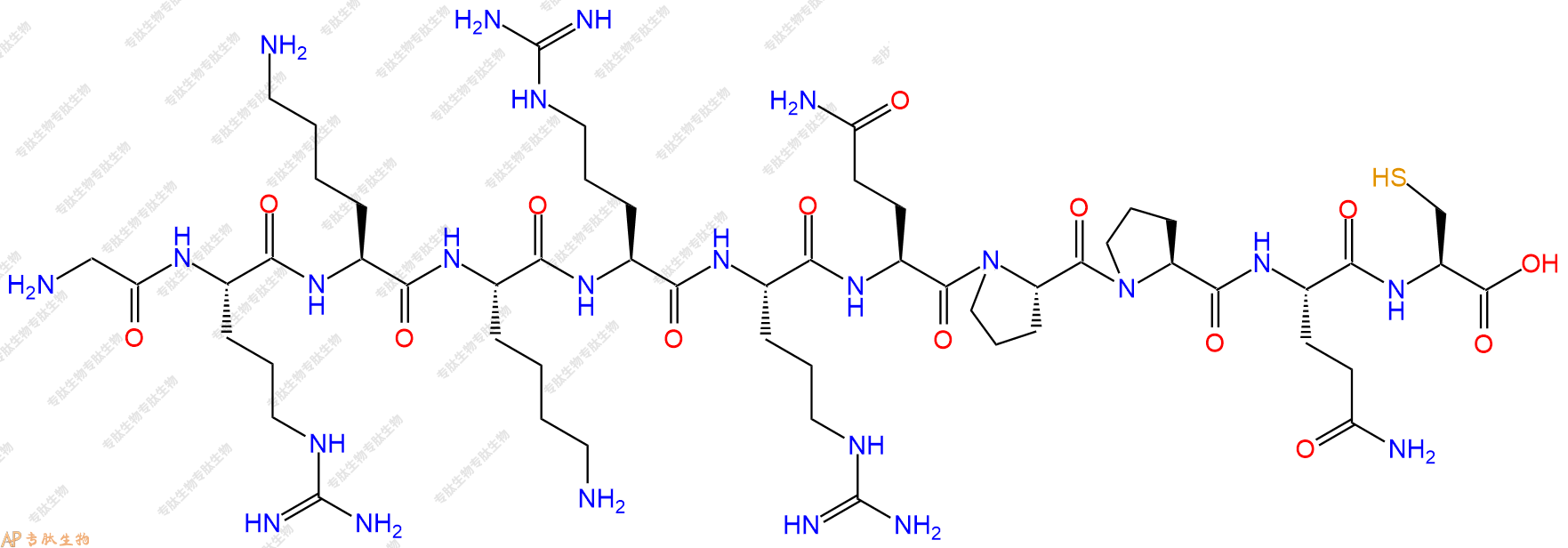 专肽生物产品H2N-Gly-Arg-Lys-Lys-Arg-Arg-Gln-Pro-Pro-Gln-Cys-COOH