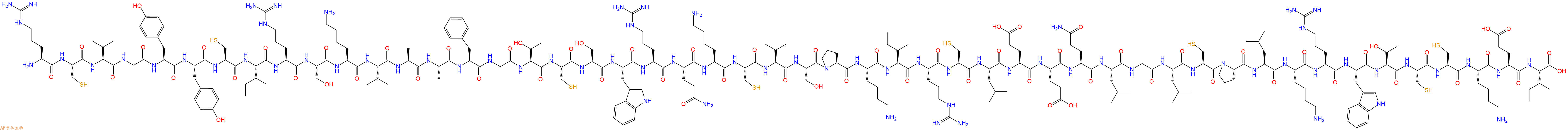专肽生物产品H2N-Arg-Cys-Val-Gly-Tyr-Tyr-Cys-Ile-Arg-Ser-Lys-Val-Ala-Ala-Phe-Gly-Thr-Cys-Ser-Trp-Arg-Gln-Lys-Cys-Val-Ser-Pro-Lys-Ile-Arg-Cys-Leu-Glu-Glu-Gln-Leu-Gly-Leu-Cys-Pro-Leu-Lys-Arg-Trp-Thr-Cys-Cys-Lys-Glu-Ile-COOH