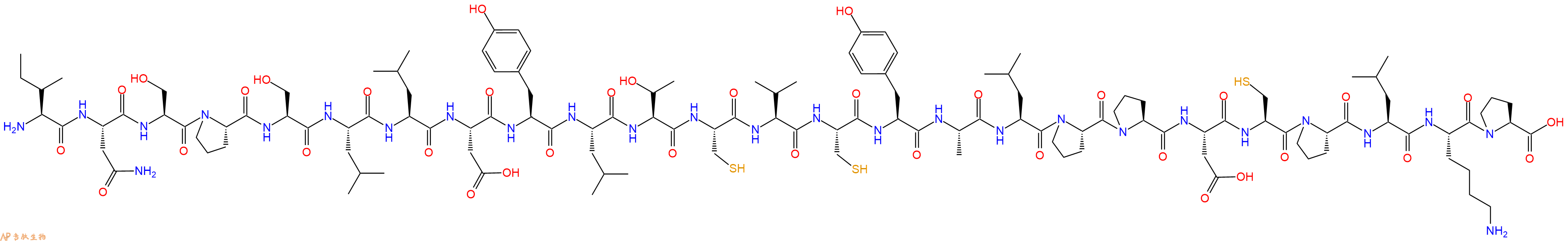 专肽生物产品H2N-Ile-Asn-Ser-Pro-Ser-Leu-Leu-Asp-Tyr-Leu-Thr-Cys-Val-Cys-Tyr-Ala-Leu-Pro-Pro-Asp-Cys-Pro-Leu-Lys-Pro-COOH