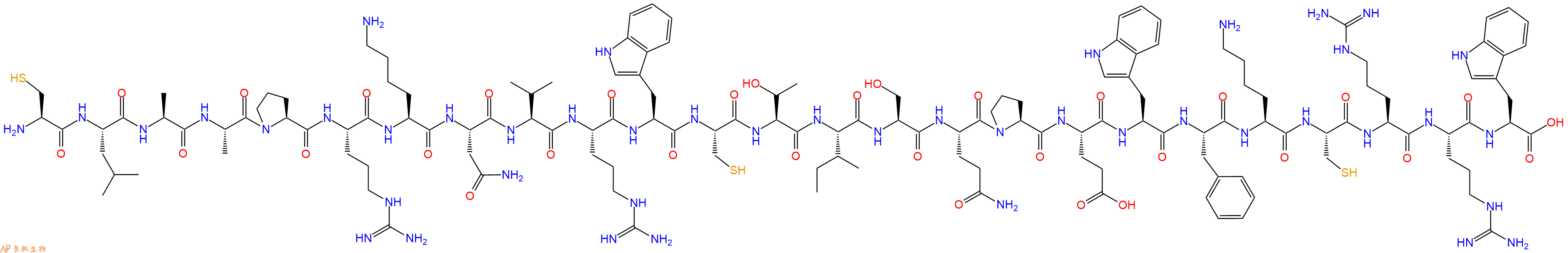 专肽生物产品H2N-Cys-Leu-Ala-Ala-Pro-Arg-Lys-Asn-Val-Arg-Trp-Cys-Thr-Ile-Ser-Gln-Pro-Glu-Trp-Phe-Lys-Cys-Arg-Arg-Trp-COOH
