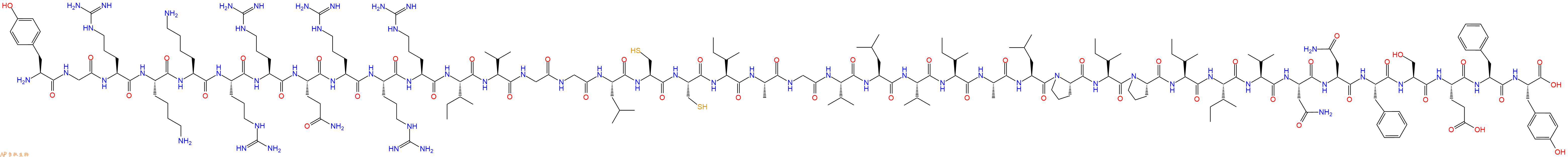 专肽生物产品H2N-Tyr-Gly-Arg-Lys-Lys-Arg-Arg-Gln-Arg-Arg-Arg-Ile-Val-Gly-Gly-Leu-Cys-Cys-Ile-Ala-Gly-Val-Leu-Val-Ile-Ala-Leu-Pro-Ile-Pro-Ile-Ile-Val-Asn-Asn-Phe-Ser-Glu-Phe-Tyr-COOH