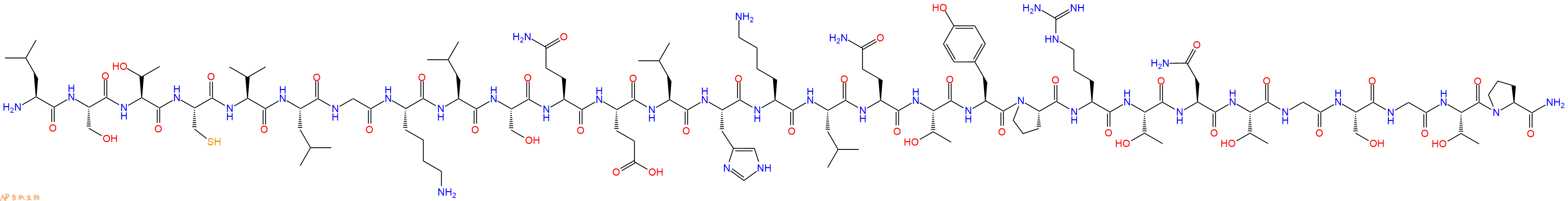 专肽生物产品H2N-Leu-Ser-Thr-Cys-Val-Leu-Gly-Lys-Leu-Ser-Gln-Glu-Leu-His-Lys-Leu-Gln-Thr-Tyr-Pro-Arg-Thr-Asn-Thr-Gly-Ser-Gly-Thr-Pro-NH2