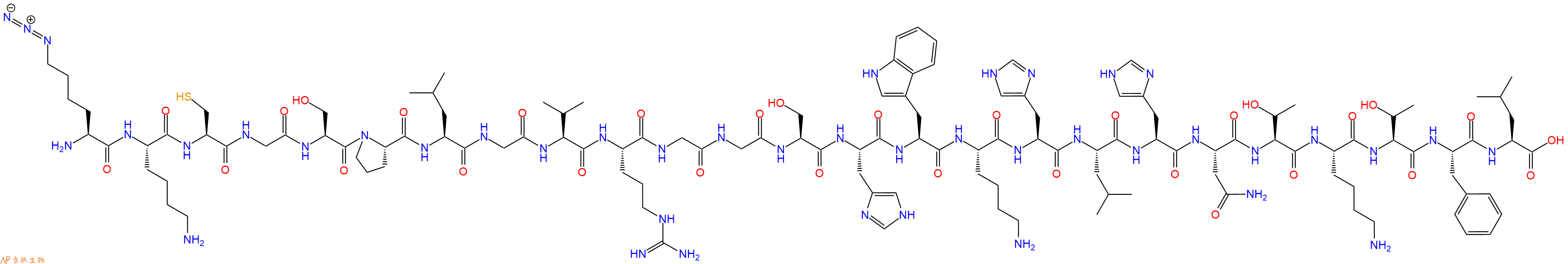 专肽生物产品H2N-Lys(N3)-Lys-Cys-Gly-Ser-Pro-Leu-Gly-Val-Arg-Gly-Gly-Ser-His-Trp-Lys-His-Leu-His-Asn-Thr-Lys-Thr-Phe-Leu-COOH