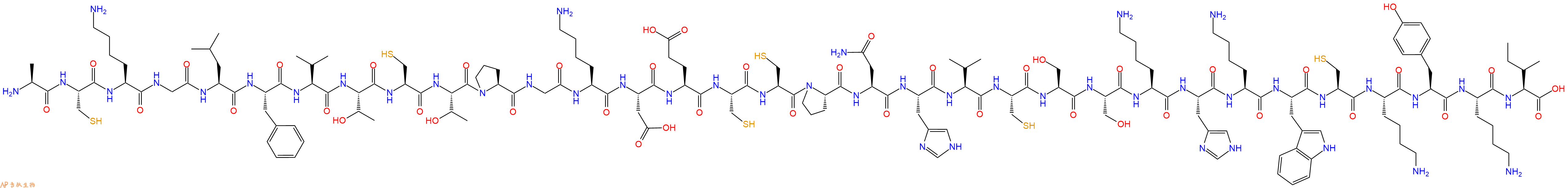 专肽生物产品H2N-Ala-Cys-Lys-Gly-Leu-Phe-Val-Thr-Cys-Thr-Pro-Gly-Lys-Asp-Glu-Cys-Cys-Pro-Asn-His-Val-Cys-Ser-Ser-Lys-His-Lys-Trp-Cys-Lys-Tyr-Lys-Ile-COOH