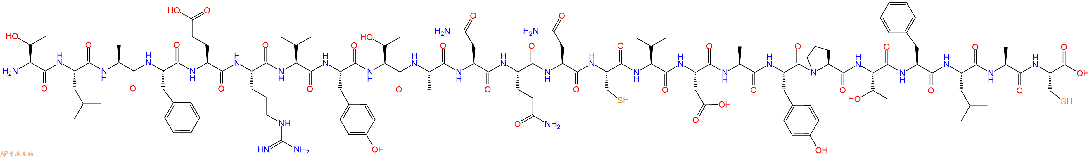 专肽生物产品H2N-Thr-Leu-Ala-Phe-Glu-Arg-Val-Tyr-Thr-Ala-Asn-Gln-Asn-Cys-Val-Asp-Ala-Tyr-Pro-Thr-Phe-Leu-Ala-Cys-COOH