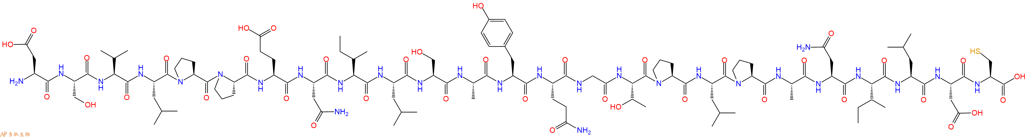 专肽生物产品H2N-Asp-Ser-Val-Leu-Pro-Pro-Glu-Asn-Ile-Leu-Ser-Ala-Tyr-Gln-Gly-Thr-Pro-Leu-Pro-Ala-Asn-Ile-Leu-Asp-Cys-COOH