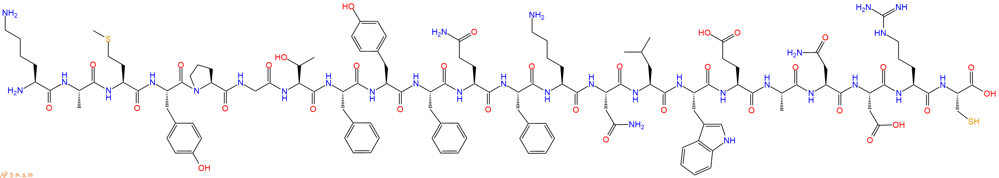 专肽生物产品H2N-Lys-Ala-Met-Tyr-Pro-Gly-Thr-Phe-Tyr-Phe-Gln-Phe-Lys-Asn-Leu-Trp-Glu-Ala-Asn-Asp-Arg-Cys-COOH