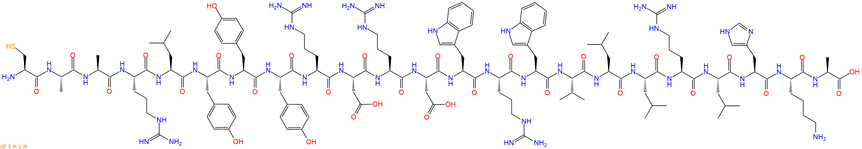 专肽生物产品H2N-Cys-Ala-Ala-Arg-Leu-Tyr-Tyr-Tyr-Arg-Asp-Arg-Asp-Trp-Arg-Trp-Val-Leu-Leu-Arg-Leu-His-Lys-Ala-COOH