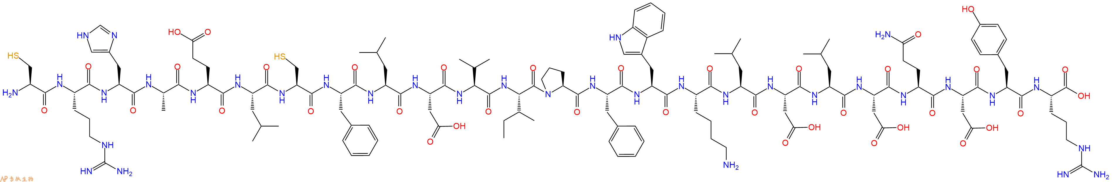 专肽生物产品H2N-Cys-Arg-His-Ala-Glu-Leu-Cys-Phe-Leu-Asp-Val-Ile-Pro-Phe-Trp-Lys-Leu-Asp-Leu-Asp-Gln-Asp-Tyr-Arg-COOH