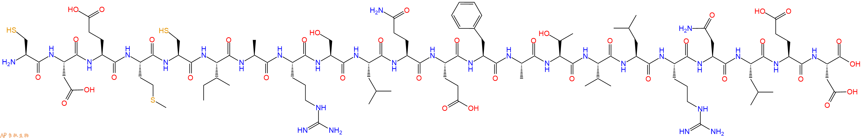 专肽生物产品H2N-Cys-Asp-Glu-Met-Cys-Ile-Ala-Arg-Ser-Leu-Gln-Glu-Phe-Ala-Thr-Val-Leu-Arg-Asn-Leu-Glu-Asp-COOH