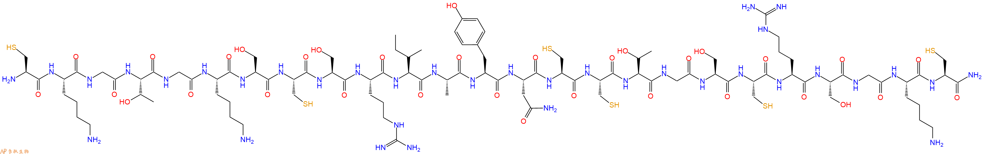 专肽生物产品H2N-Cys-Lys-Gly-Thr-Gly-Lys-Ser-Cys-Ser-Arg-Ile-Ala-Tyr-Asn-Cys-Cys-Thr-Gly-Ser-Cys-Arg-Ser-Gly-Lys-Cys-NH2