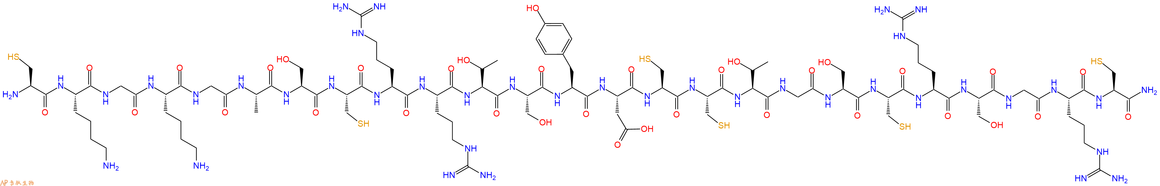 专肽生物产品H2N-Cys-Lys-Gly-Lys-Gly-Ala-Ser-Cys-Arg-Arg-Thr-Ser-Tyr-Asp-Cys-Cys-Thr-Gly-Ser-Cys-Arg-Ser-Gly-Arg-Cys-NH2