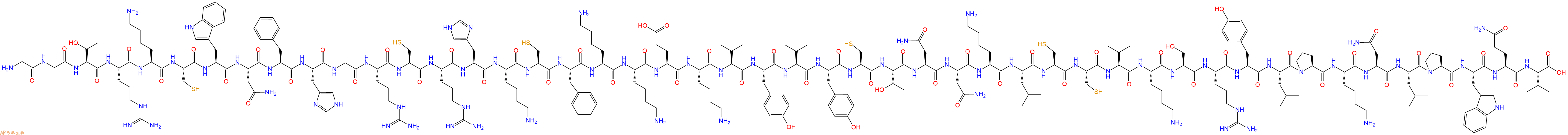专肽生物产品H2N-Gly-Gly-Thr-Arg-Lys-Cys-Trp-Asn-Phe-His-Gly-Arg-Cys-Arg-His-Lys-Cys-Phe-Lys-Lys-Glu-Lys-Val-Tyr-Val-Tyr-Cys-Thr-Asn-Asn-Lys-Leu-Cys-Cys-Val-Lys-Ser-Arg-Tyr-Leu-Pro-Lys-Asn-Leu-Pro-Trp-Gln-Ile-COOH