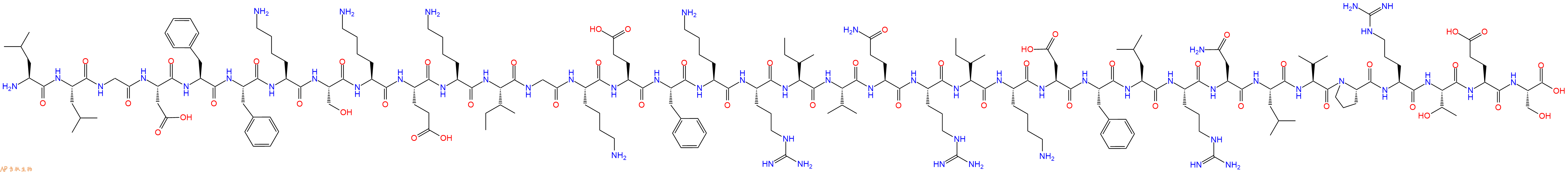 专肽生物产品H2N-Leu-Leu-Gly-Asp-Phe-Phe-Lys-Ser-Lys-Glu-Lys-Ile-Gly-Lys-Glu-Phe-Lys-Arg-Ile-Val-Gln-Arg-Ile-Lys-Asp-Phe-Leu-Arg-Asn-Leu-Val-Pro-Arg-Thr-Glu-Ser-COOH