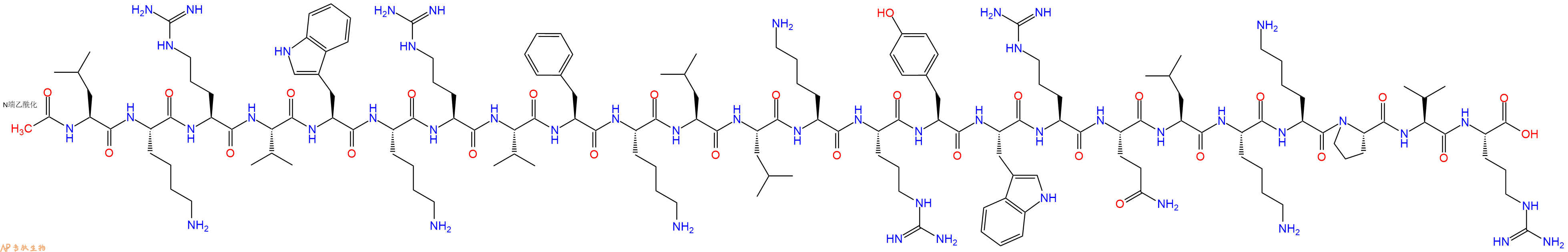专肽生物产品Ac-Leu-Lys-Arg-Val-Trp-Lys-Arg-Val-Phe-Lys-Leu-Leu-Lys-Arg-Tyr-Trp-Arg-Gln-Leu-Lys-Lys-Pro-Val-Arg-COOH