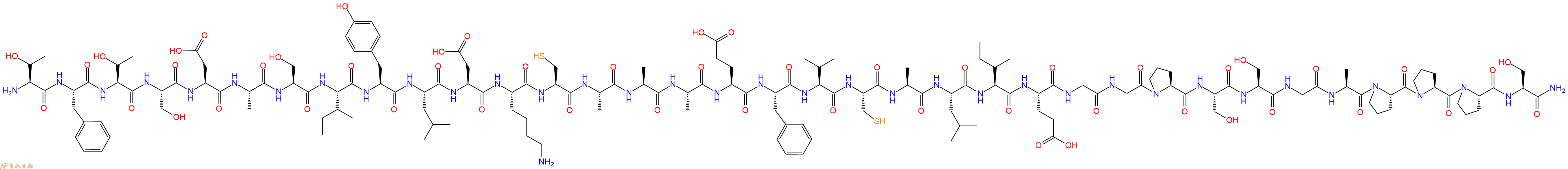 专肽生物产品H2N-Thr-Phe-Thr-Ser-Asp-Ala-Ser-Ile-Tyr-Leu-Asp-Lys-Cys-Ala-Ala-Ala-Glu-Phe-Val-Cys-Ala-Leu-Ile-Glu-Gly-Gly-Pro-Ser-Ser-Gly-Ala-Pro-Pro-Pro-Ser-NH2