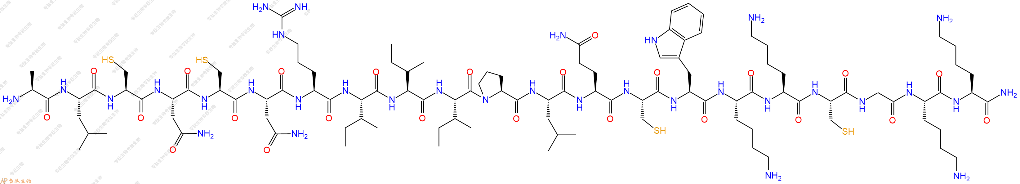 专肽生物产品H2N-Ala-Leu-Cys-Asn-Cys-Asn-Arg-Ile-Ile-Ile-Pro-Leu-Gln-Cys-Trp-Lys-Lys-Cys-Gly-Lys-Lys-NH2