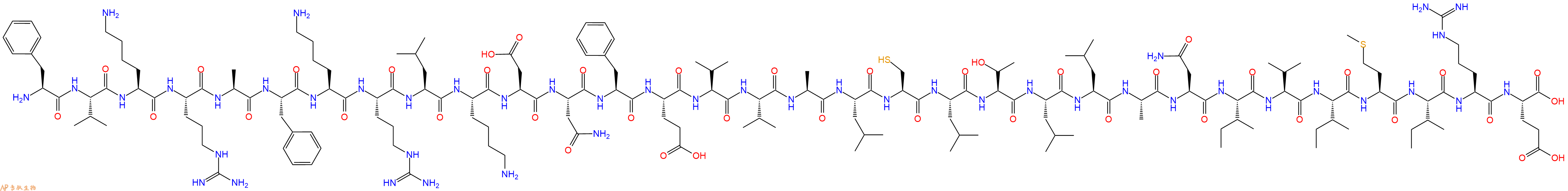 专肽生物产品H2N-Phe-Val-Lys-Arg-Ala-Phe-Lys-Arg-Leu-Lys-Asp-Asn-Phe-Glu-Val-Val-Ala-Leu-Cys-Leu-Thr-Leu-Leu-Ala-Asn-Ile-Val-Ile-Met-Ile-Arg-Glu-COOH
