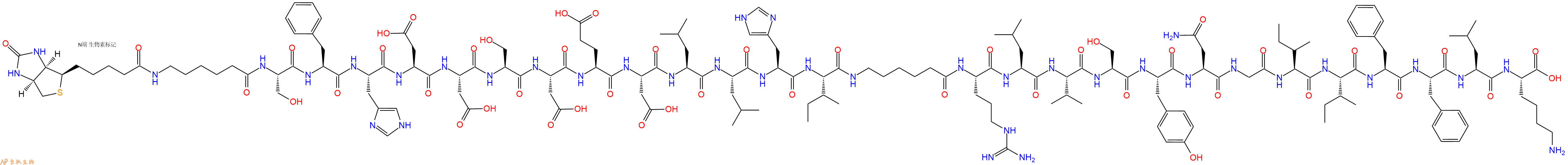 专肽生物产品Biotin-Ahx-Ser-Phe-His-Asp-Asp-Ser-Asp-Glu-Asp-Leu-Leu-His-Ile-Ahx-Arg-Leu-Val-Ser-Tyr-Asn-Gly-Ile-Ile-Phe-Phe-Leu-Lys-COOH