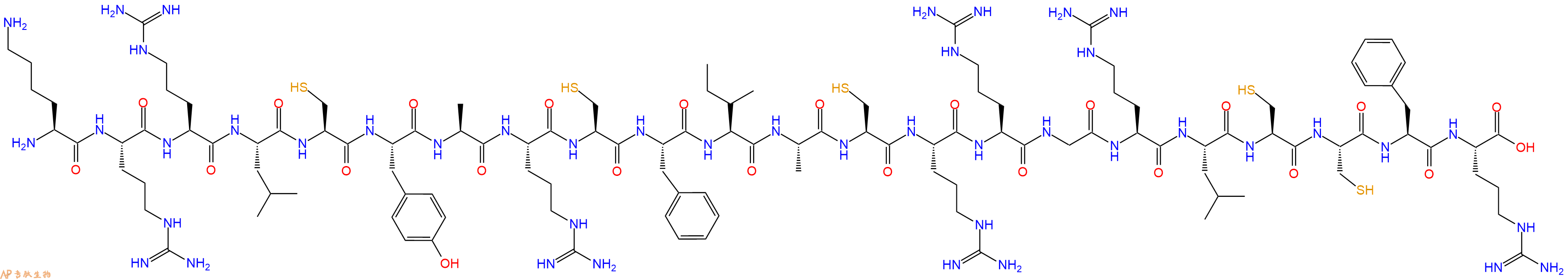 专肽生物产品H2N-Lys-Arg-Arg-Leu-Cys-Tyr-Ala-Arg-Cys-Phe-Ile-Ala-Cys-Arg-Arg-Gly-Arg-Leu-Cys-Cys-Phe-Arg-COOH