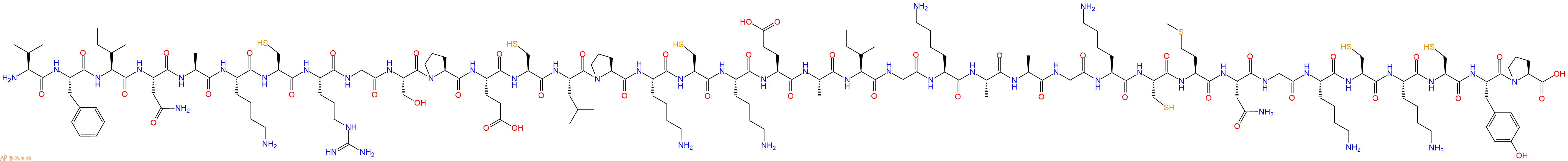 专肽生物产品H2N-Val-Phe-Ile-Asn-Ala-Lys-Cys-Arg-Gly-Ser-Pro-Glu-Cys-Leu-Pro-Lys-Cys-Lys-Glu-Ala-Ile-Gly-Lys-Ala-Ala-Gly-Lys-Cys-Met-Asn-Gly-Lys-Cys-Lys-Cys-Tyr-Pro-COOH