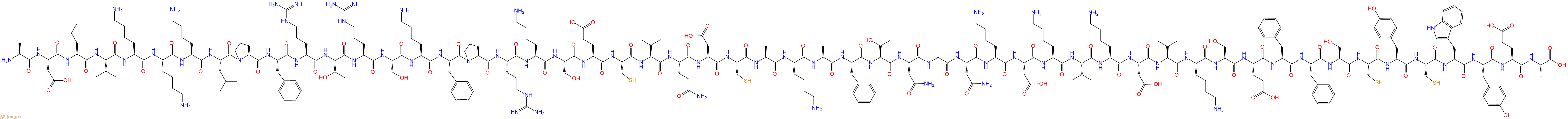 专肽生物产品H2N-Ala-Asp-Leu-Ile-Lys-Lys-Lys-Leu-Pro-Phe-Arg-Thr-Arg-Ser-Lys-Phe-Pro-Arg-Lys-Ser-Glu-Cys-Val-Gln-Asp-Cys-Ala-Lys-Ala-Phe-Thr-Asn-Gly-Asn-Lys-Asp-Lys-Ile-Lys-Asp-Val-Lys-Ser-Glu-Phe-Phe-Ser-Cys-Tyr-Cys-Trp-Tyr-Glu-Ala-COOH