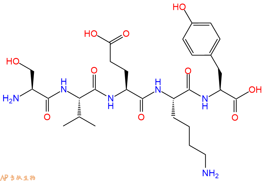专肽生物产品H2N-Ser-Val-Glu-Lys-Tyr-COOH