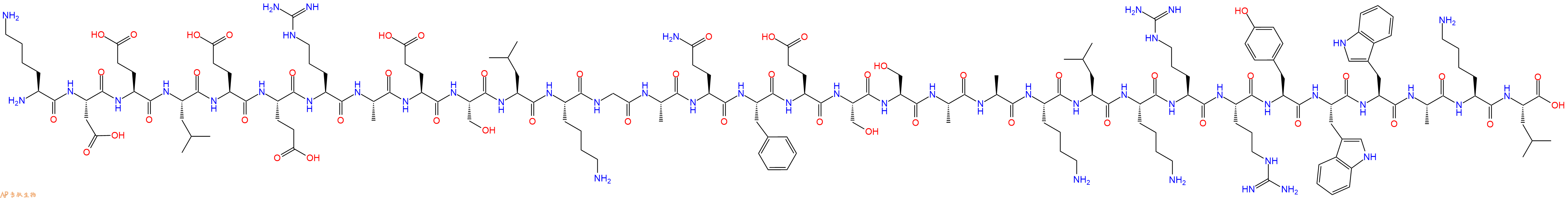 专肽生物产品H2N-Lys-Asp-Glu-Leu-Glu-Glu-Arg-Ala-Glu-Ser-Leu-Lys-Gly-Ala-Gln-Phe-Glu-Ser-Ser-Ala-Ala-Lys-Leu-Lys-Arg-Arg-Tyr-Trp-Trp-Ala-Lys-Leu-COOH