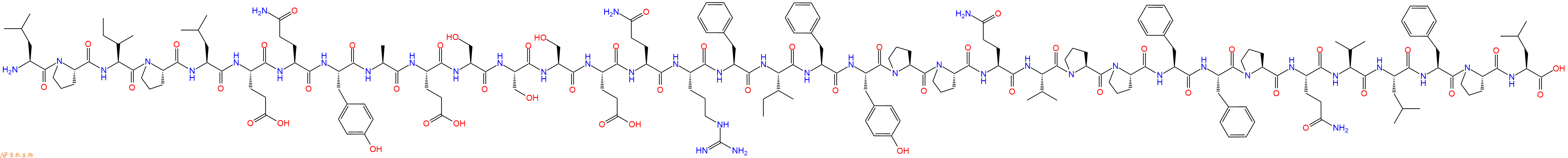 专肽生物产品H2N-Leu-Pro-Ile-Pro-Leu-Glu-Gln-Tyr-Ala-Glu-Ser-Ser-Ser-Glu-Gln-Arg-Phe-Ile-Phe-Tyr-Pro-Pro-Gln-Val-Pro-Pro-Phe-Phe-Pro-Gln-Val-Leu-Phe-Pro-Leu-COOH
