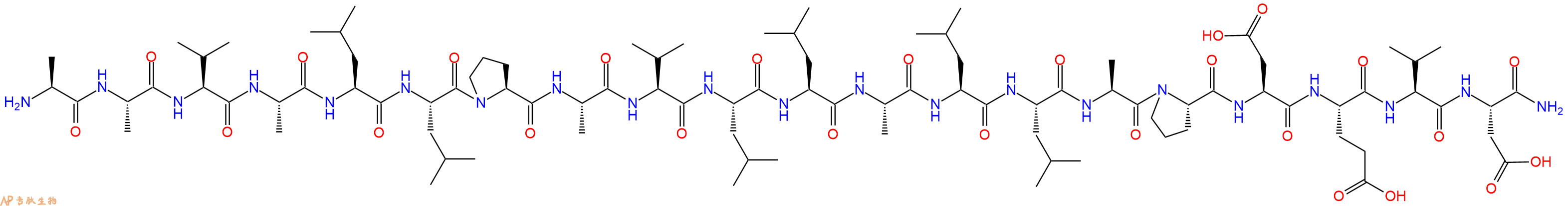 专肽生物产品H2N-Ala-Ala-Val-Ala-Leu-Leu-Pro-Ala-Val-Leu-Leu-Ala-Leu-Leu-Ala-Pro-Asp-Glu-Val-Asp-NH2