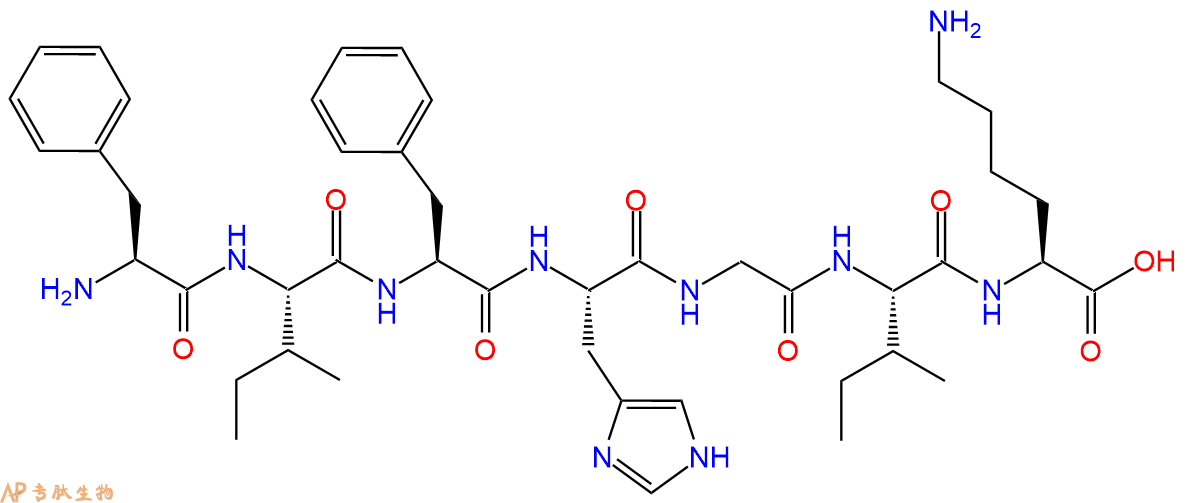 专肽生物产品H2N-Phe-Ile-Phe-His-Gly-Ile-Lys-COOH