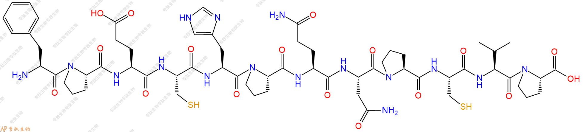 专肽生物产品H2N-Phe-Pro-Glu-Cys-His-Pro-Gln-Asn-Pro-Cys-Val-Pro-COOH