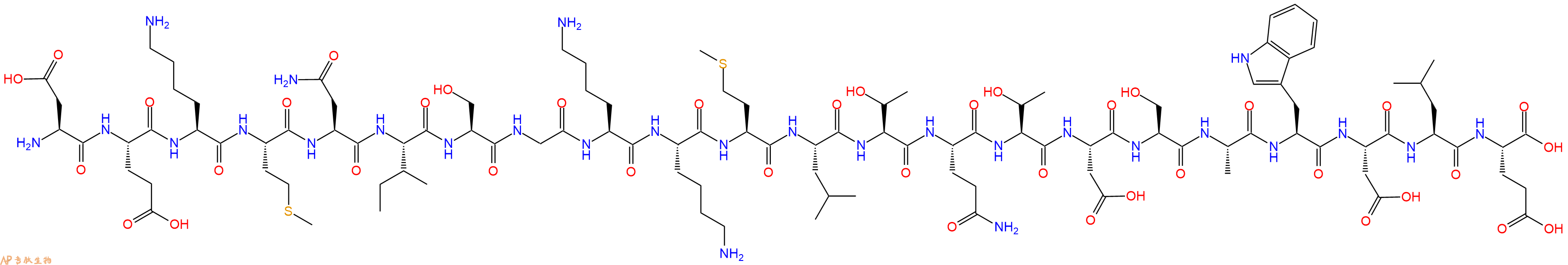 专肽生物产品H2N-Asp-Glu-Lys-Met-Asn-Ile-Ser-Gly-Lys-Lys-Met-Leu-Thr-Gln-Thr-Asp-Ser-Ala-Trp-Asp-Leu-Glu-COOH