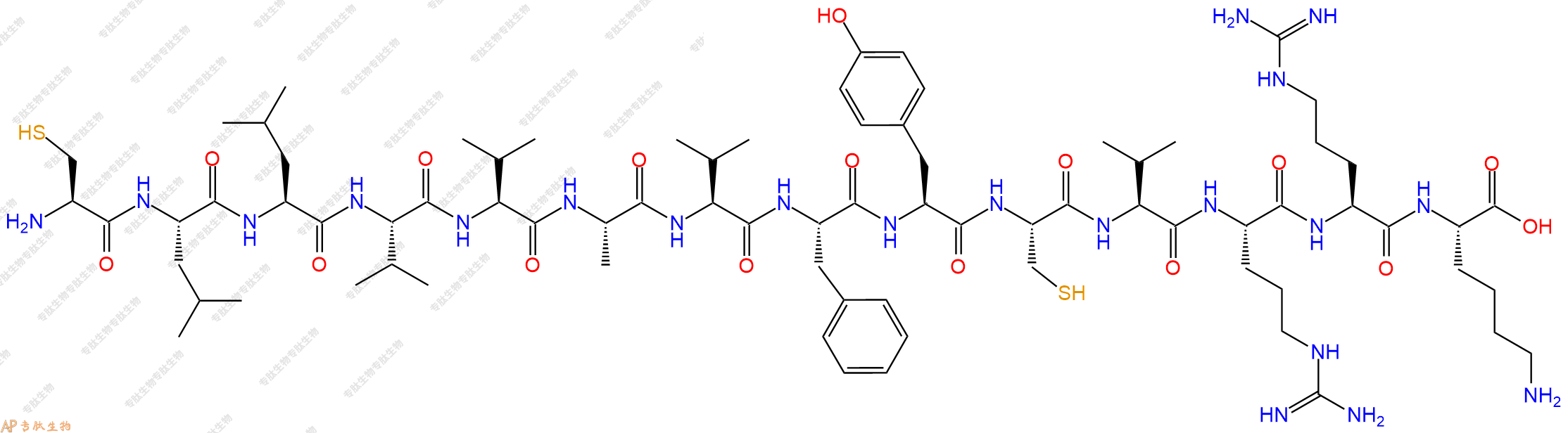 专肽生物产品H2N-Cys-Leu-Leu-Val-Val-Ala-Val-Phe-Tyr-Cys-Val-Arg-Arg-Lys-COOH