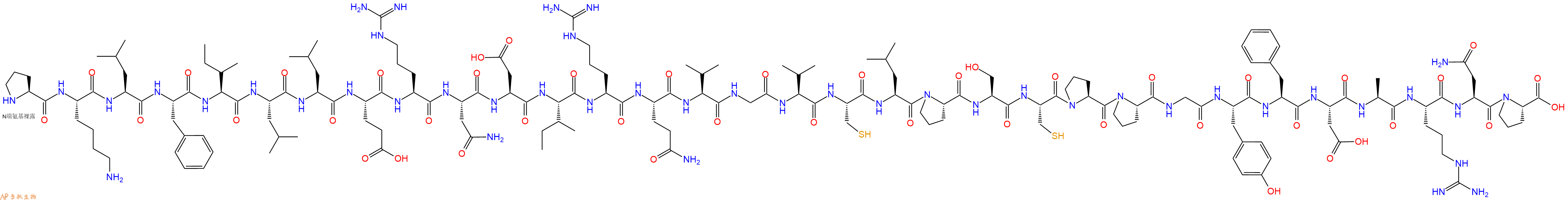 专肽生物产品H2N-Pro-Lys-Leu-Phe-Ile-Leu-Leu-Glu-Arg-Asn-Asp-Ile-Arg-Gln-Val-Gly-Val-Cys-Leu-Pro-Ser-Cys-Pro-Pro-Gly-Tyr-Phe-Asp-Ala-Arg-Asn-Pro-COOH