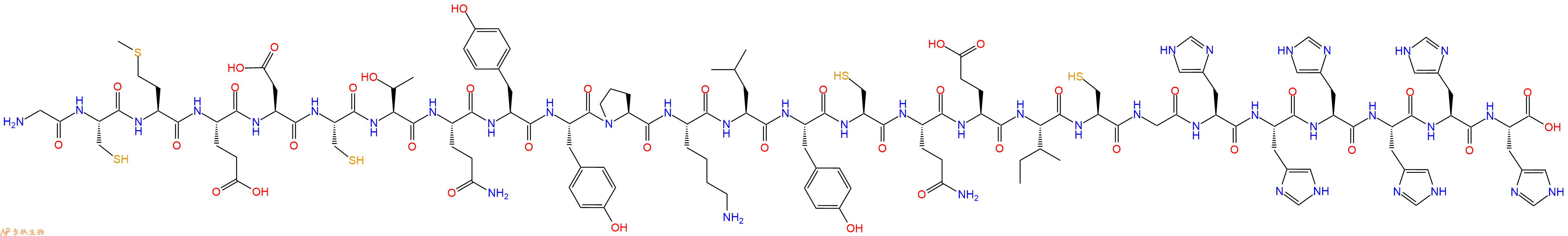 专肽生物产品H2N-Gly-Cys-Met-Glu-Asp-Cys-Thr-Gln-Tyr-Tyr-Pro-Lys-Leu-Tyr-Cys-Gln-Glu-Ile-Cys-Gly-His-His-His-His-His-His-COOH
