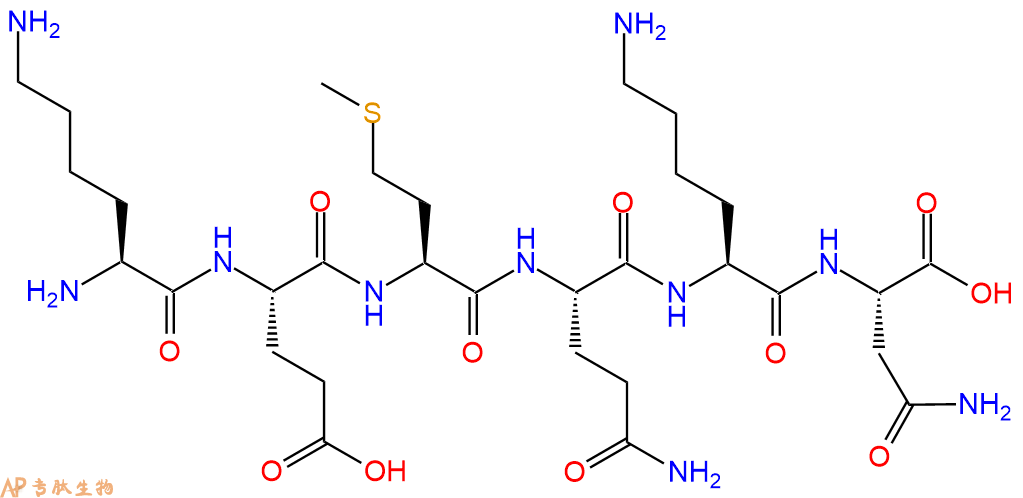 专肽生物产品H2N-Lys-Glu-Met-Gln-Lys-Asn-COOH