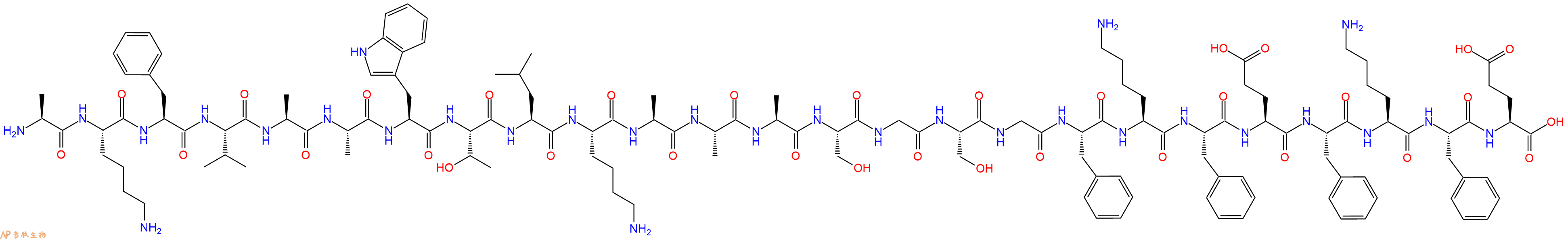 专肽生物产品H2N-Ala-Lys-Phe-Val-Ala-Ala-Trp-Thr-Leu-Lys-Ala-Ala-Ala-Ser-Gly-Ser-Gly-Phe-Lys-Phe-Glu-Phe-Lys-Phe-Glu-COOH