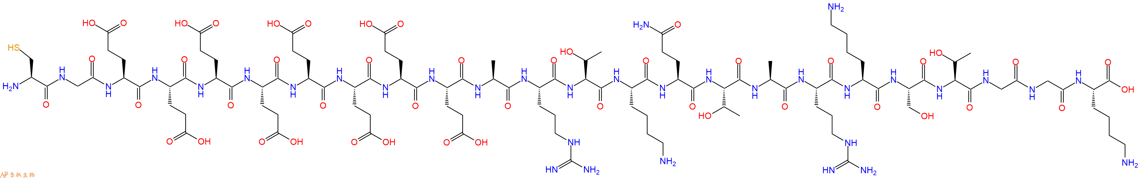 专肽生物产品H2N-Cys-Gly-Glu-Glu-Glu-Glu-Glu-Glu-Glu-Glu-Ala-Arg-Thr-Lys-Gln-Thr-Ala-Arg-Lys-Ser-Thr-Gly-Gly-Lys-COOH