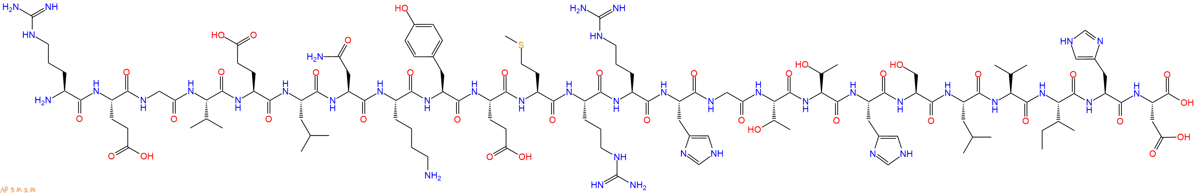 专肽生物产品H2N-Arg-Glu-Gly-Val-Glu-Leu-Asn-Lys-Tyr-Glu-Met-Arg-Arg-His-Gly-Thr-Thr-His-Ser-Leu-Val-Ile-His-Asp-COOH