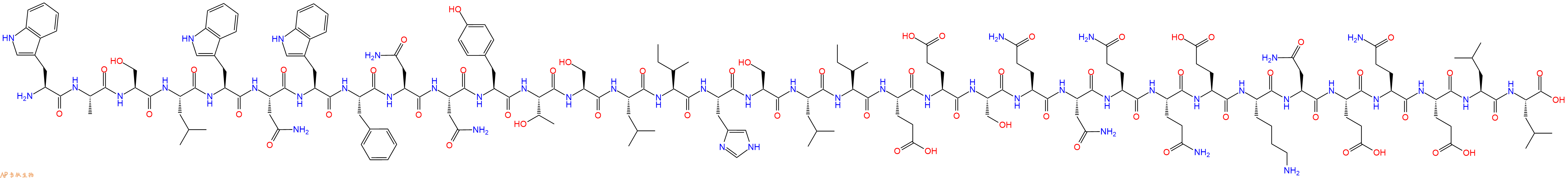 专肽生物产品H2N-Trp-Ala-Ser-Leu-Trp-Asn-Trp-Phe-Asn-Asn-Tyr-Thr-Ser-Leu-Ile-His-Ser-Leu-Ile-Glu-Glu-Ser-Gln-Asn-Gln-Gln-Glu-Lys-Asn-Glu-Gln-Glu-Leu-Leu-COOH