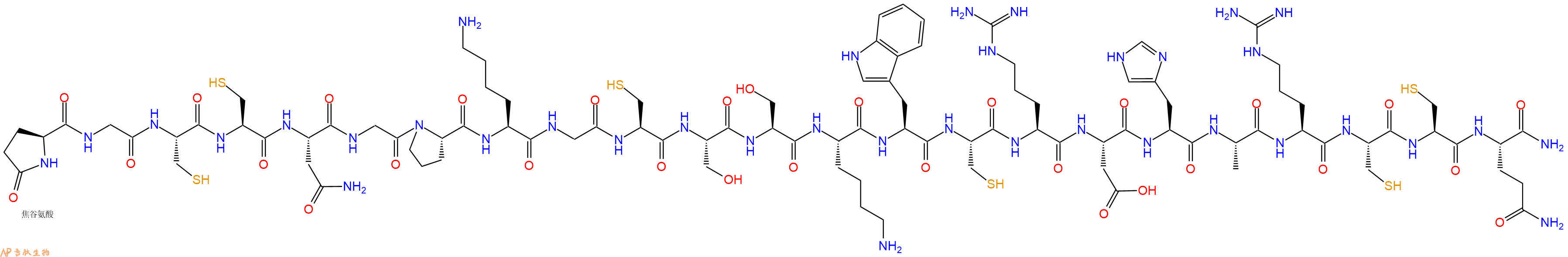 专肽生物产品Pyr-Gly-Cys-Cys-Asn-Gly-Pro-Lys-Gly-Cys-Ser-Ser-Lys-Trp-Cys-Arg-Asp-His-Ala-Arg-Cys-Cys-Gln-NH2