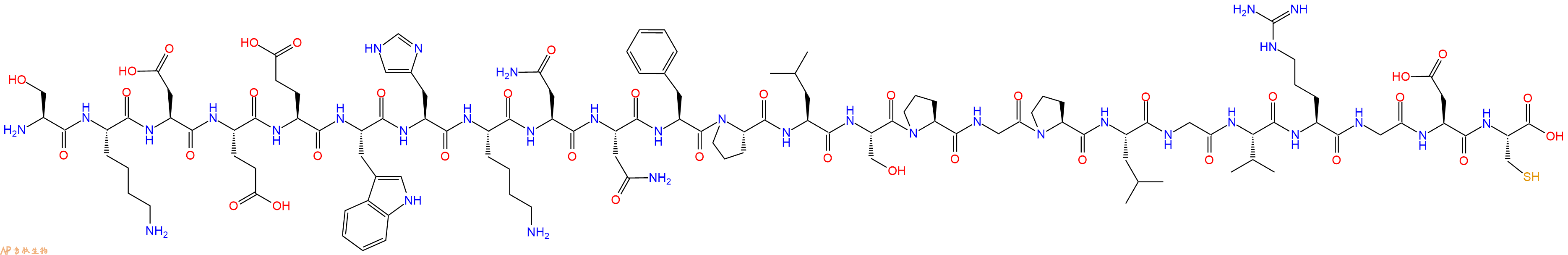 专肽生物产品H2N-Ser-Lys-Asp-Glu-Glu-Trp-His-Lys-Asn-Asn-Phe-Pro-Leu-Ser-Pro-Gly-Pro-Leu-Gly-Val-Arg-Gly-Asp-Cys-COOH