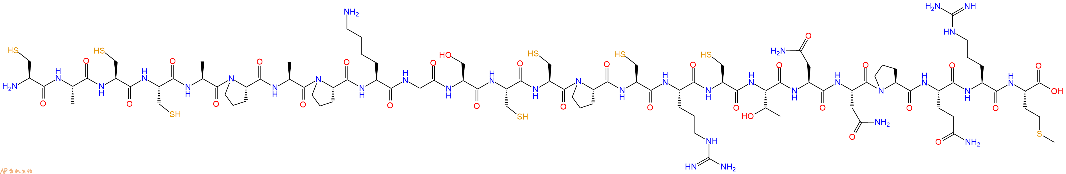 专肽生物产品H2N-Cys-Ala-Cys-Cys-Ala-Pro-Ala-Pro-Lys-Gly-Ser-Cys-Cys-Pro-Cys-Arg-Cys-Thr-Asn-Asn-Pro-Gln-Arg-Met-COOH