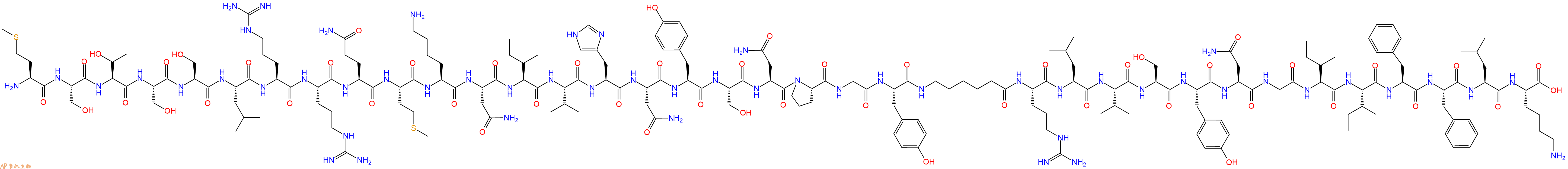 专肽生物产品H2N-Met-Ser-Thr-Ser-Ser-Leu-Arg-Arg-Gln-Met-Lys-Asn-Ile-Val-His-Asn-Tyr-Ser-Asn-Pro-Gly-Tyr-Ahx-Arg-Leu-Val-Ser-Tyr-Asn-Gly-Ile-Ile-Phe-Phe-Leu-Lys-COOH
