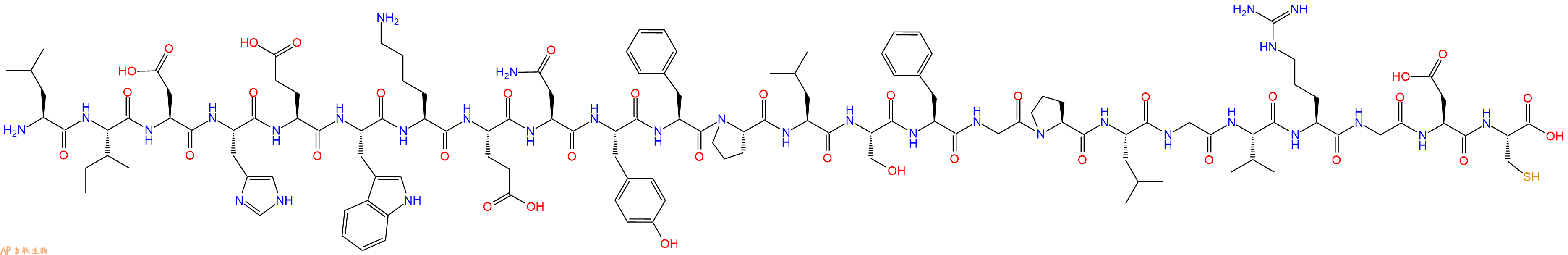 专肽生物产品H2N-Leu-Ile-Asp-His-Glu-Trp-Lys-Glu-Asn-Tyr-Phe-Pro-Leu-Ser-Phe-Gly-Pro-Leu-Gly-Val-Arg-Gly-Asp-Cys-COOH