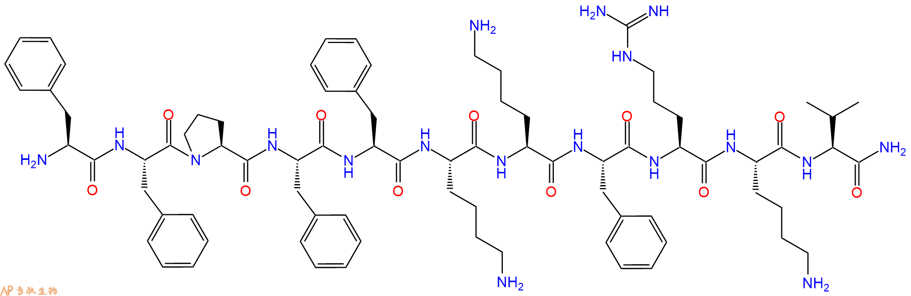 专肽生物产品H2N-Phe-Phe-Pro-Phe-Phe-Lys-Lys-Phe-Arg-Lys-Val-NH2