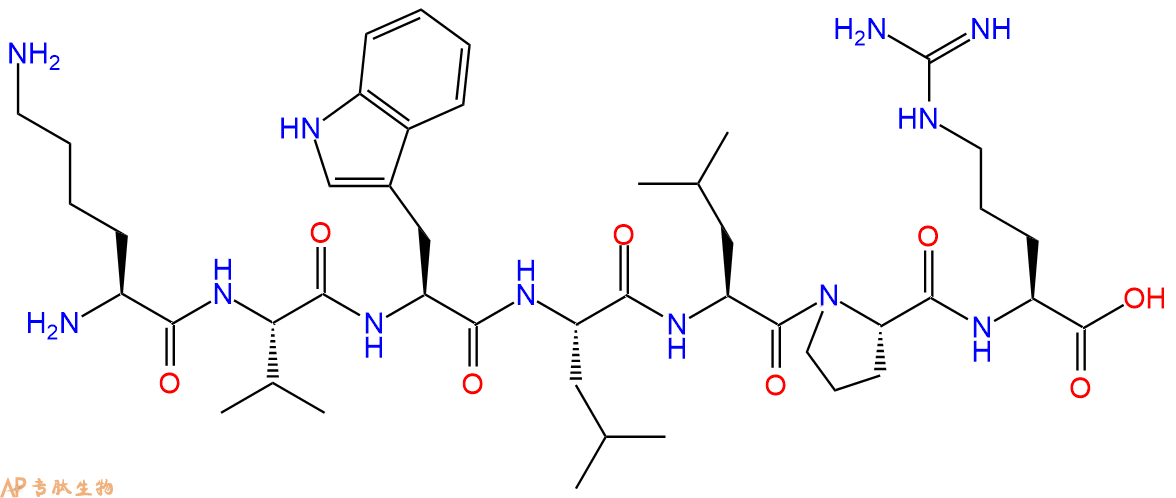专肽生物产品H2N-Lys-Val-Trp-Leu-Leu-Pro-Arg-COOH